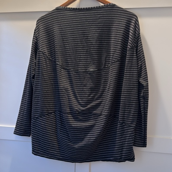 Lululemon Black Boatneck Striped Lightweight Athletic Long Sleeve Shirt - Picture 6 of 10